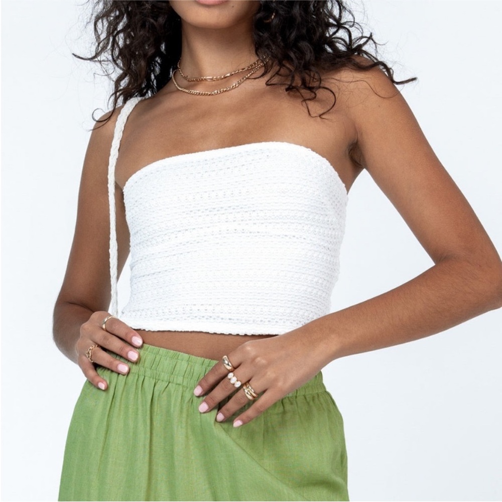 Sabo Skirt White Strapless Textured Bandeau Top